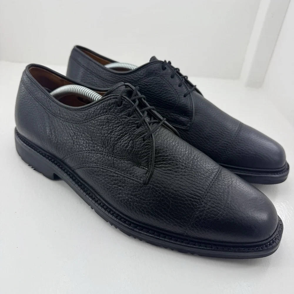 Allen Edmonds Becker Mens 10D Black Pebble Grain Leather Cap Toe Oxford Shoes